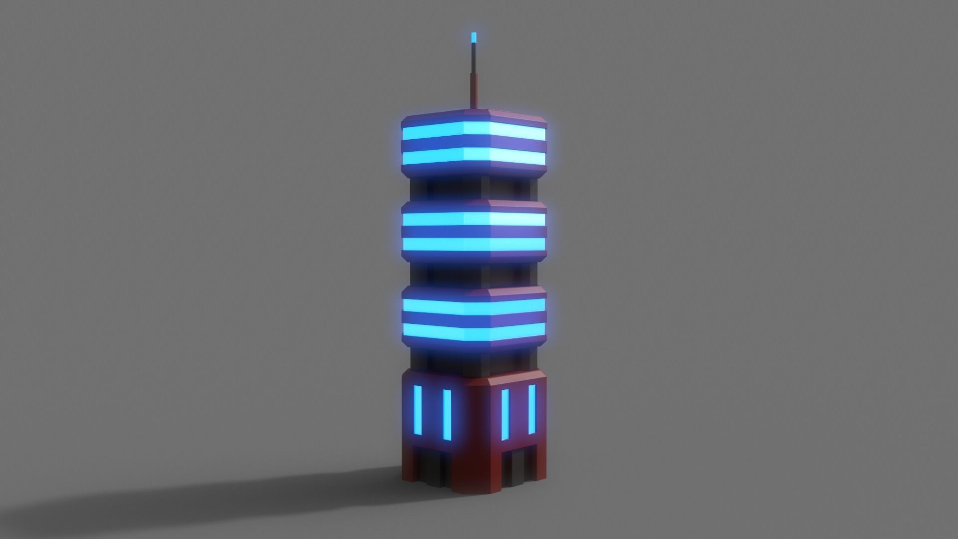 PBR Sci-Fi Building A31 Low-poly 3D model_5