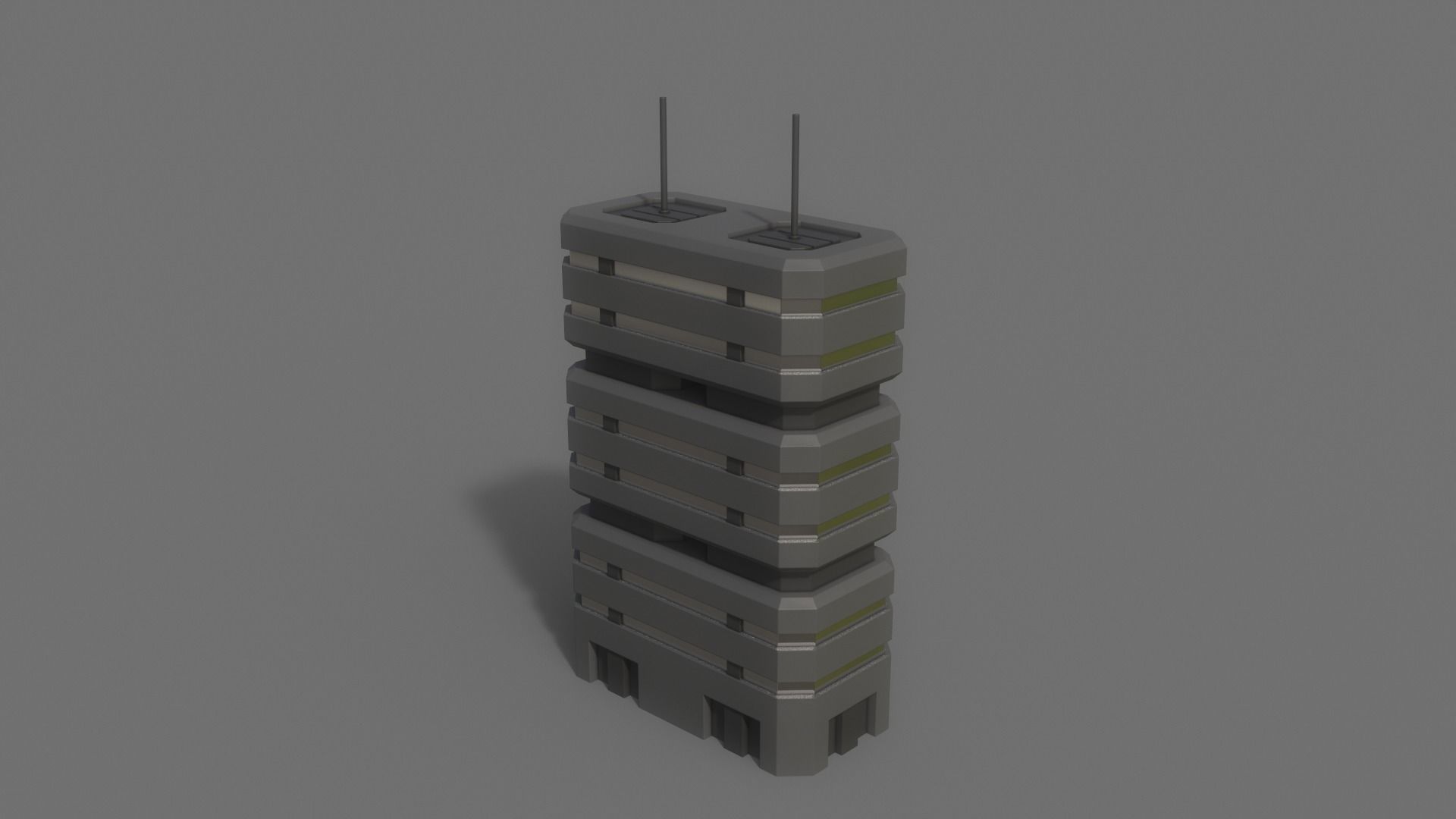 PBR Sci-Fi Building A34 Low-poly 3D model_7