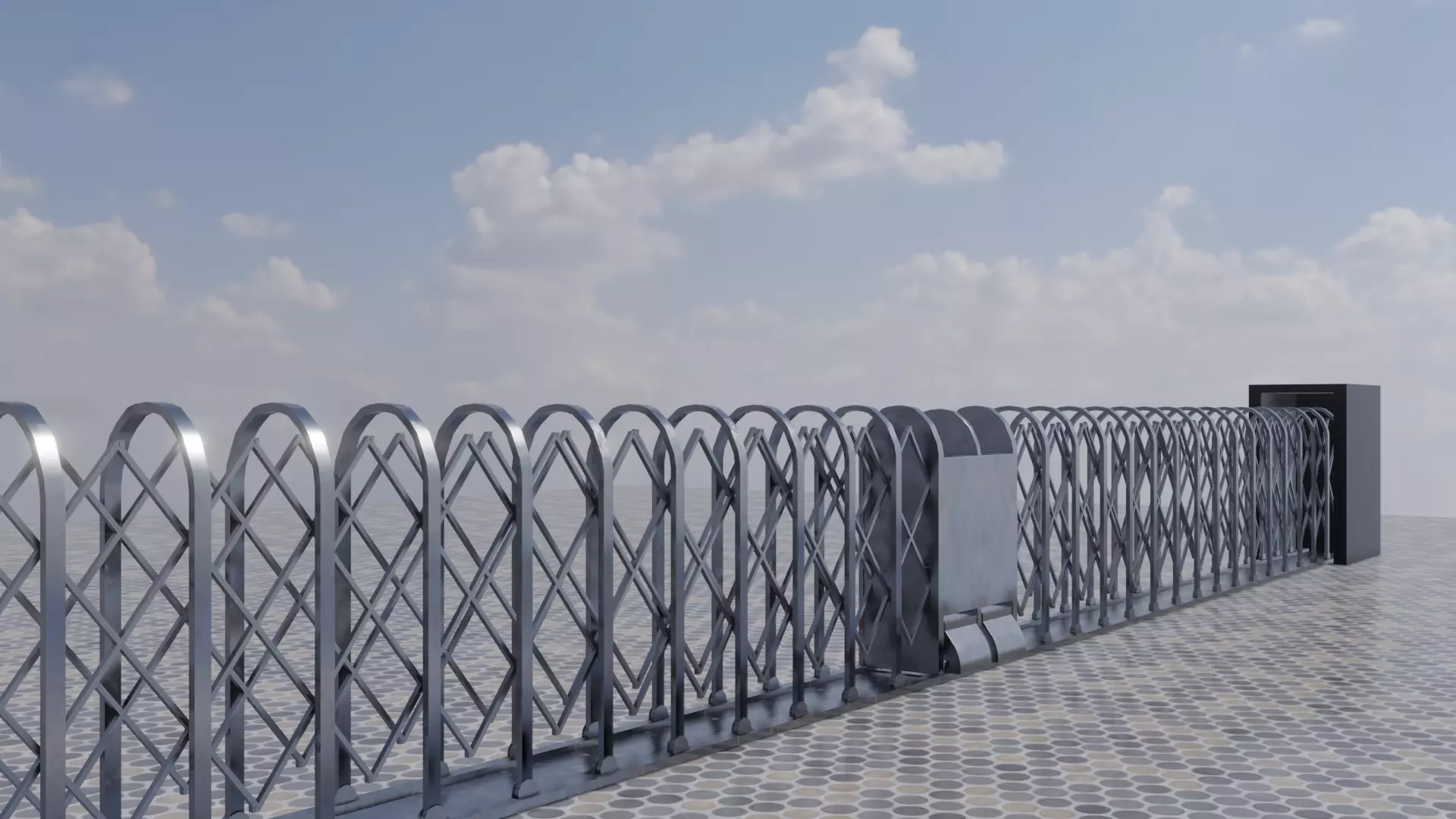 Realistic Animated Gate Low-poly 3D model_0