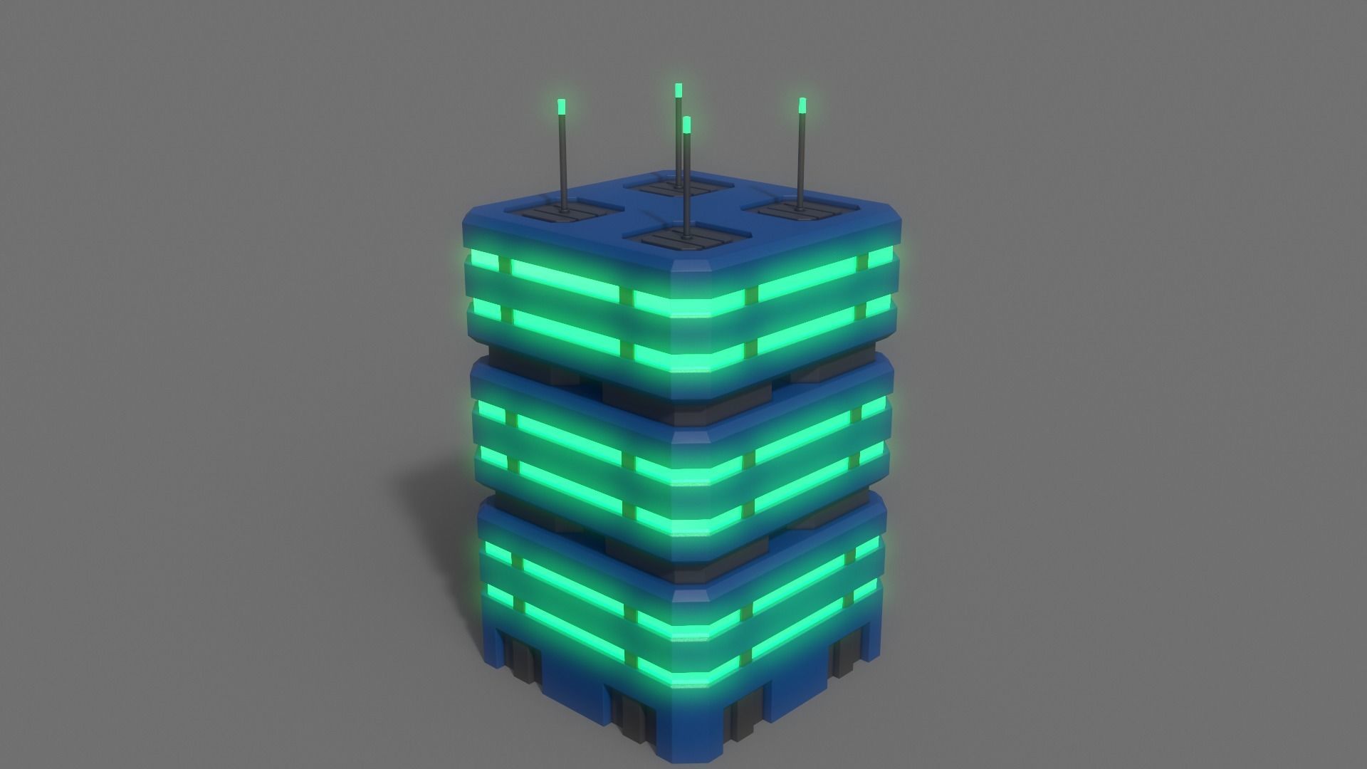 PBR Sci-Fi Building A40 Low-poly 3D model_4