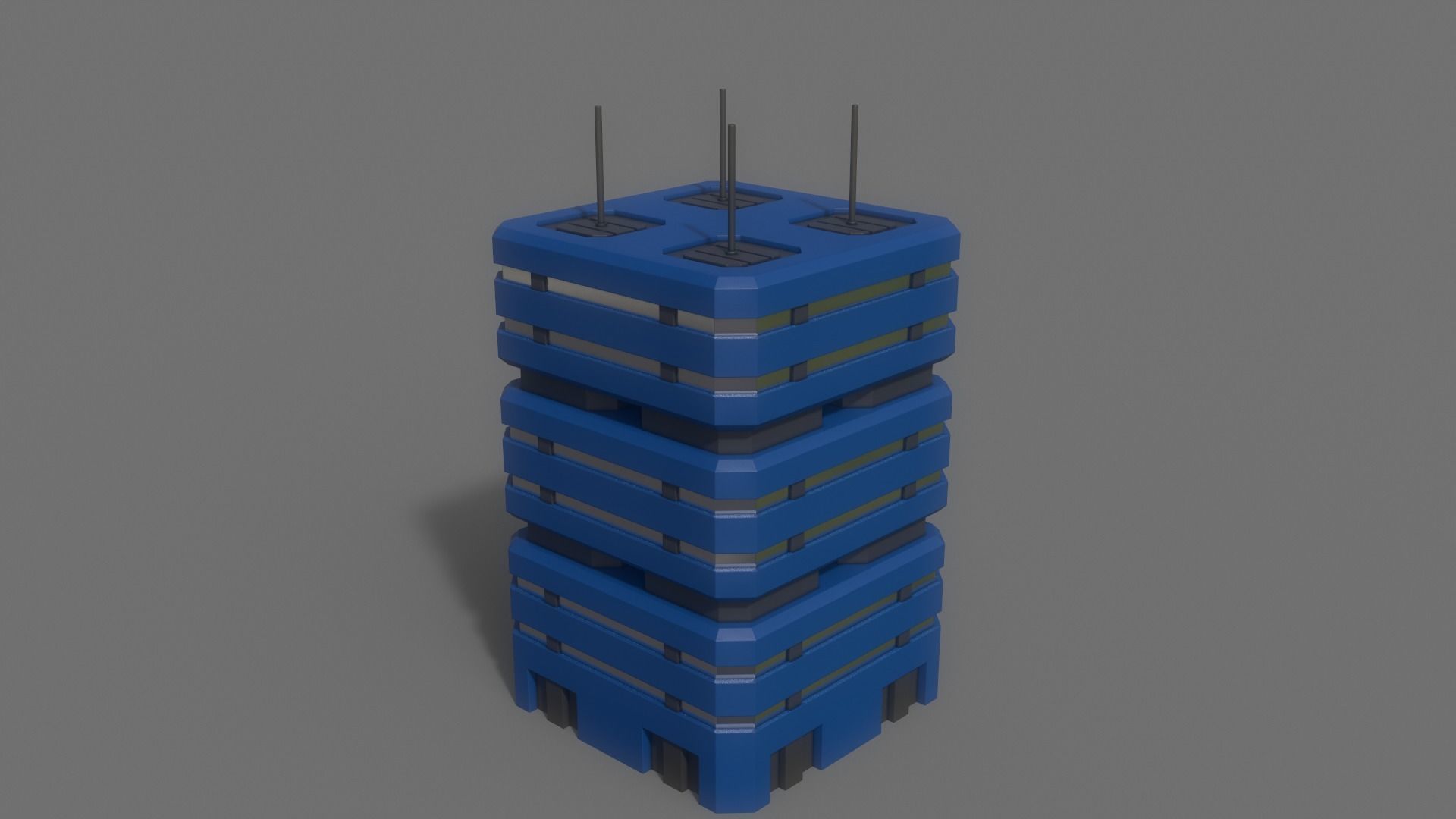 PBR Sci-Fi Building A40 Low-poly 3D model_7