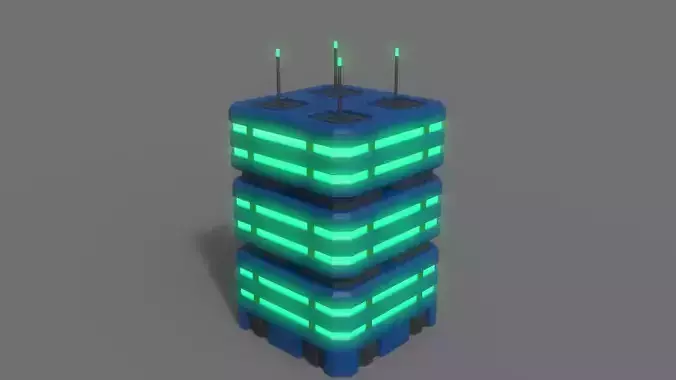 PBR Sci-Fi Building A40 Low-poly 3D model