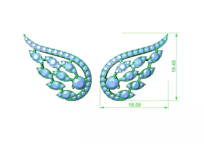 Angel Wings Earrings Diamonds Free 3D print model