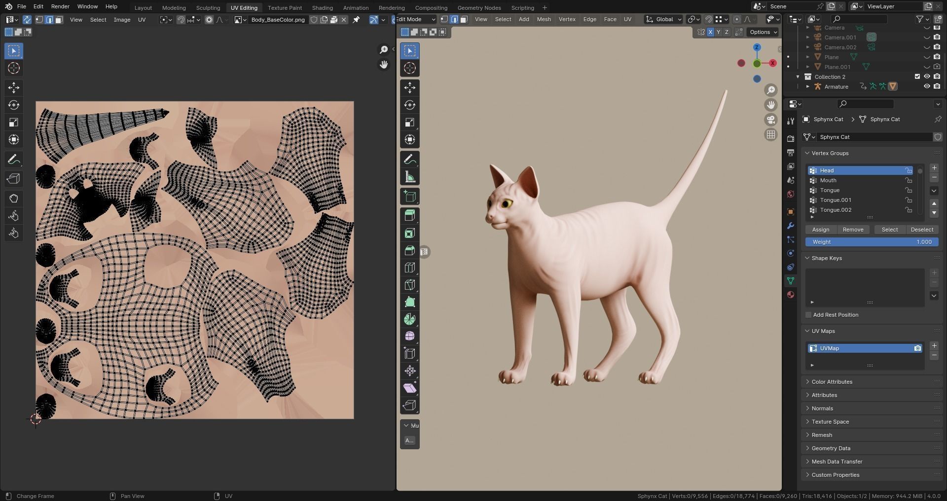 Low poly - Stylized cats - Sphynx Cat  Low-poly 3D model_12
