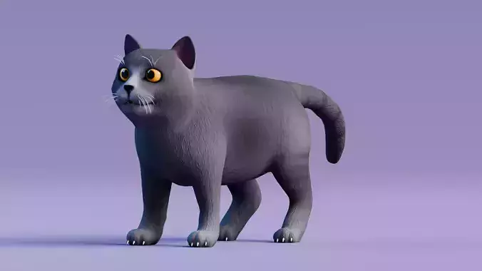 Low poly - Stylized cats - British Short Hair  Low-poly 3D model
