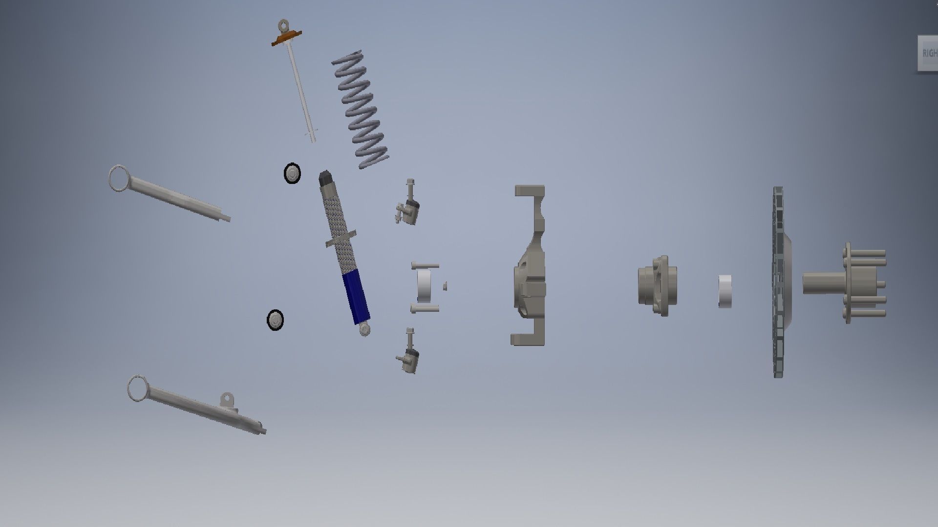 Front double wishbone car suspension 3D model_15