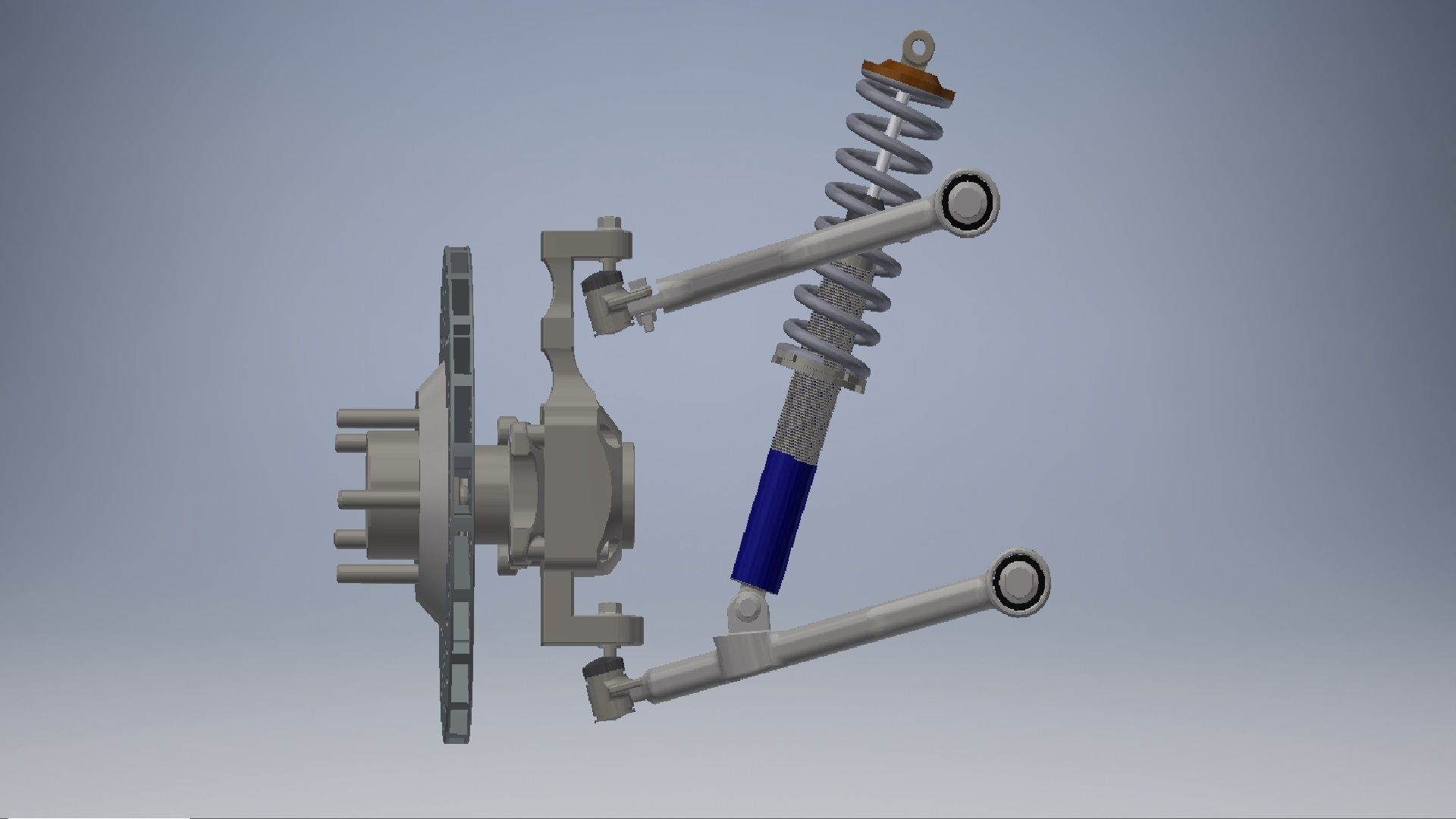 Front double wishbone car suspension 3D model_2