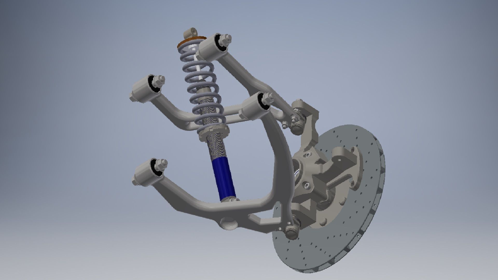Front double wishbone car suspension 3D model_4