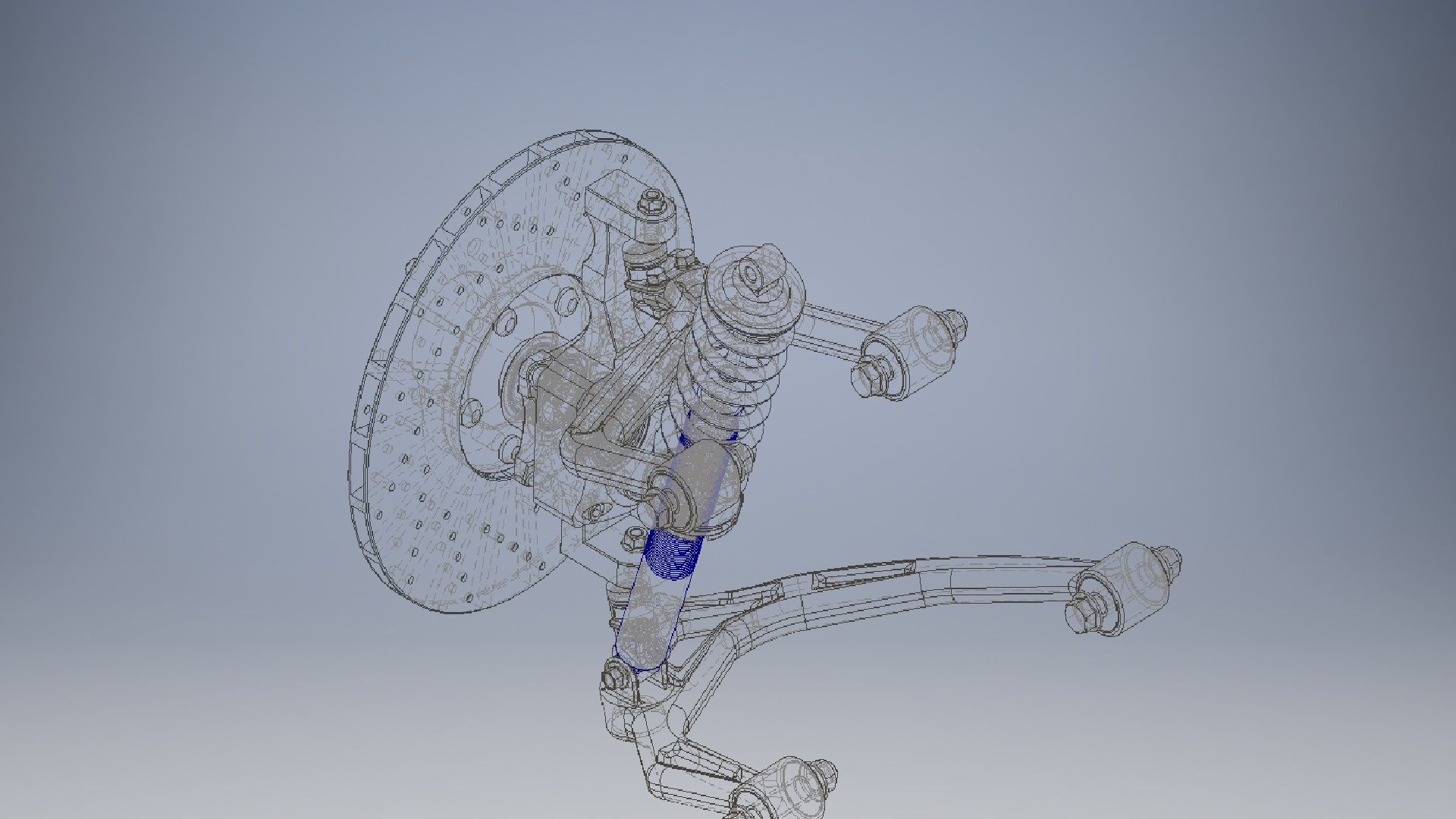 Front double wishbone car suspension 3D model_10