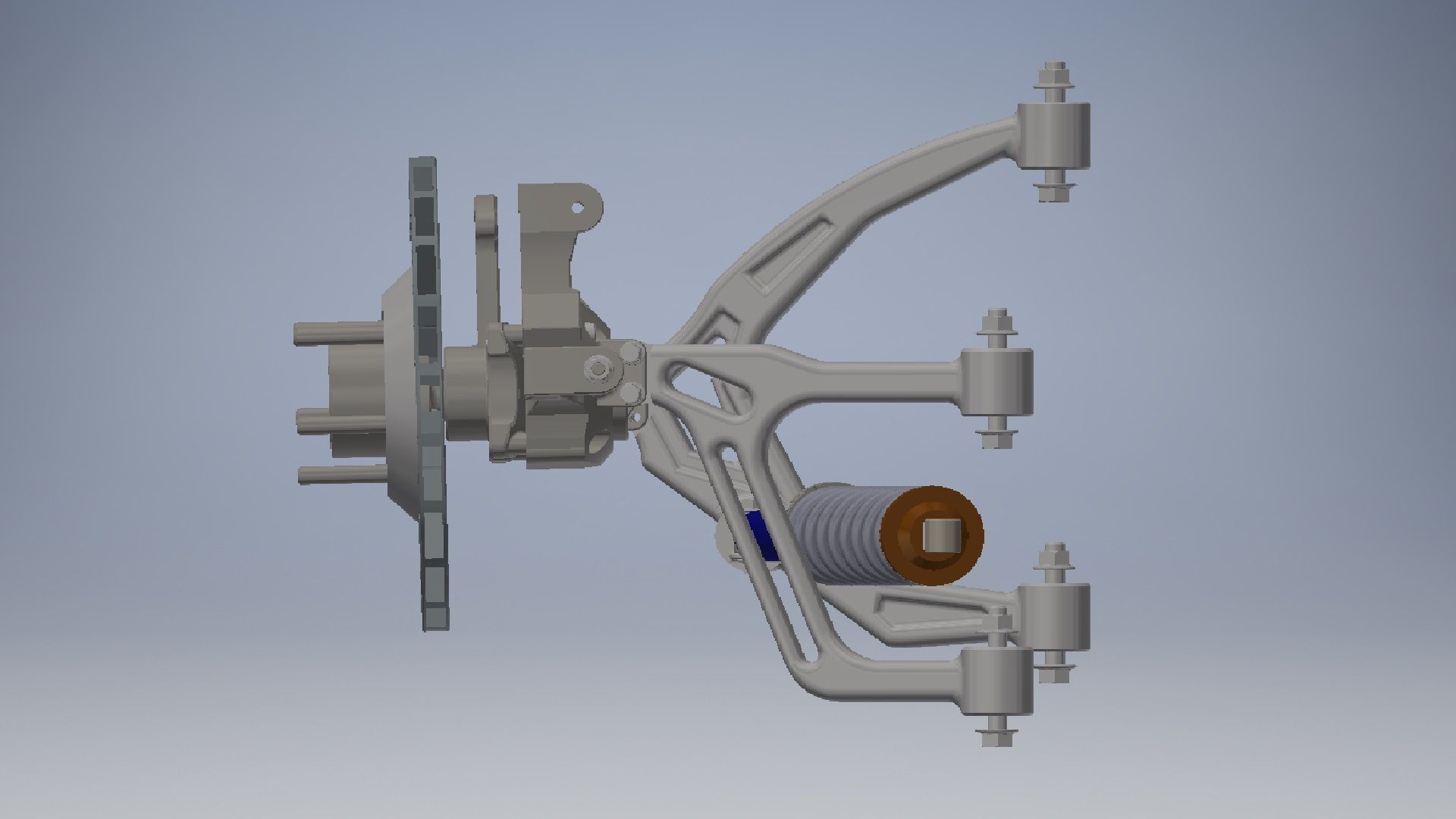 Front double wishbone car suspension 3D model_3