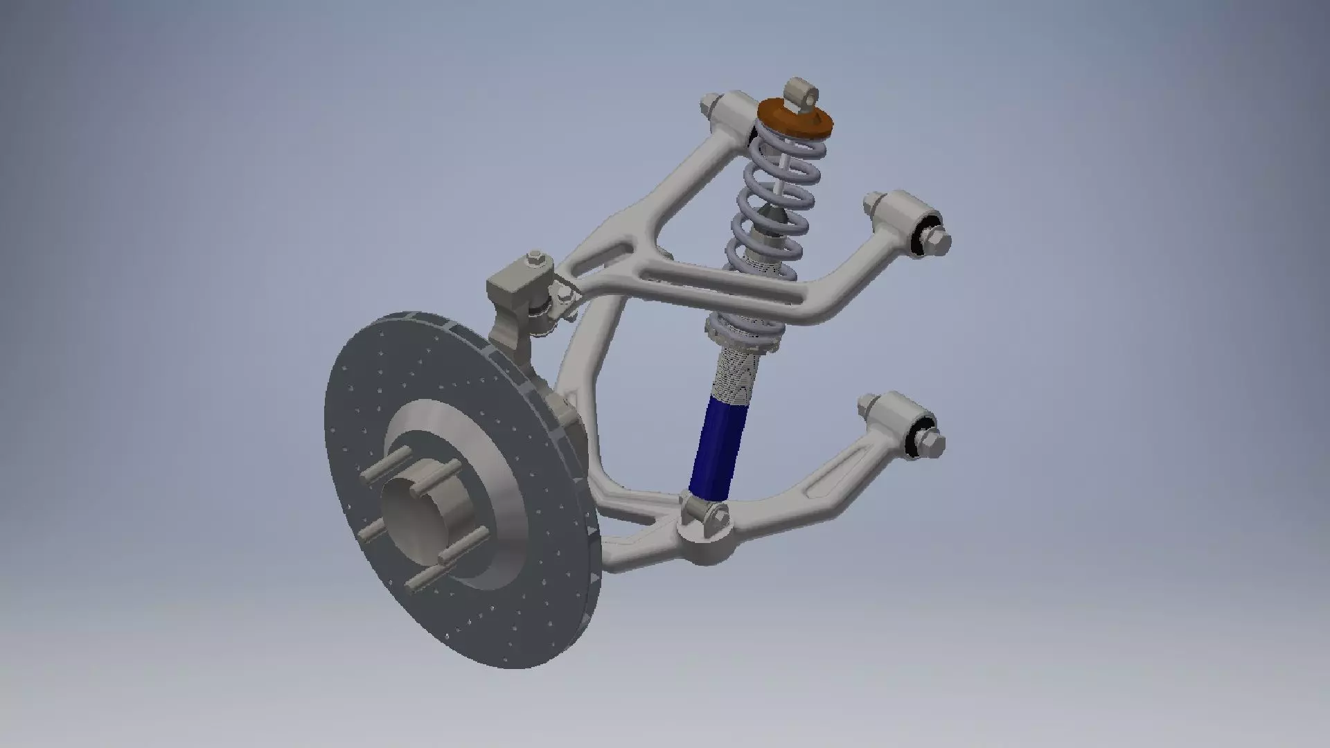 Front double wishbone car suspension 3D model_0