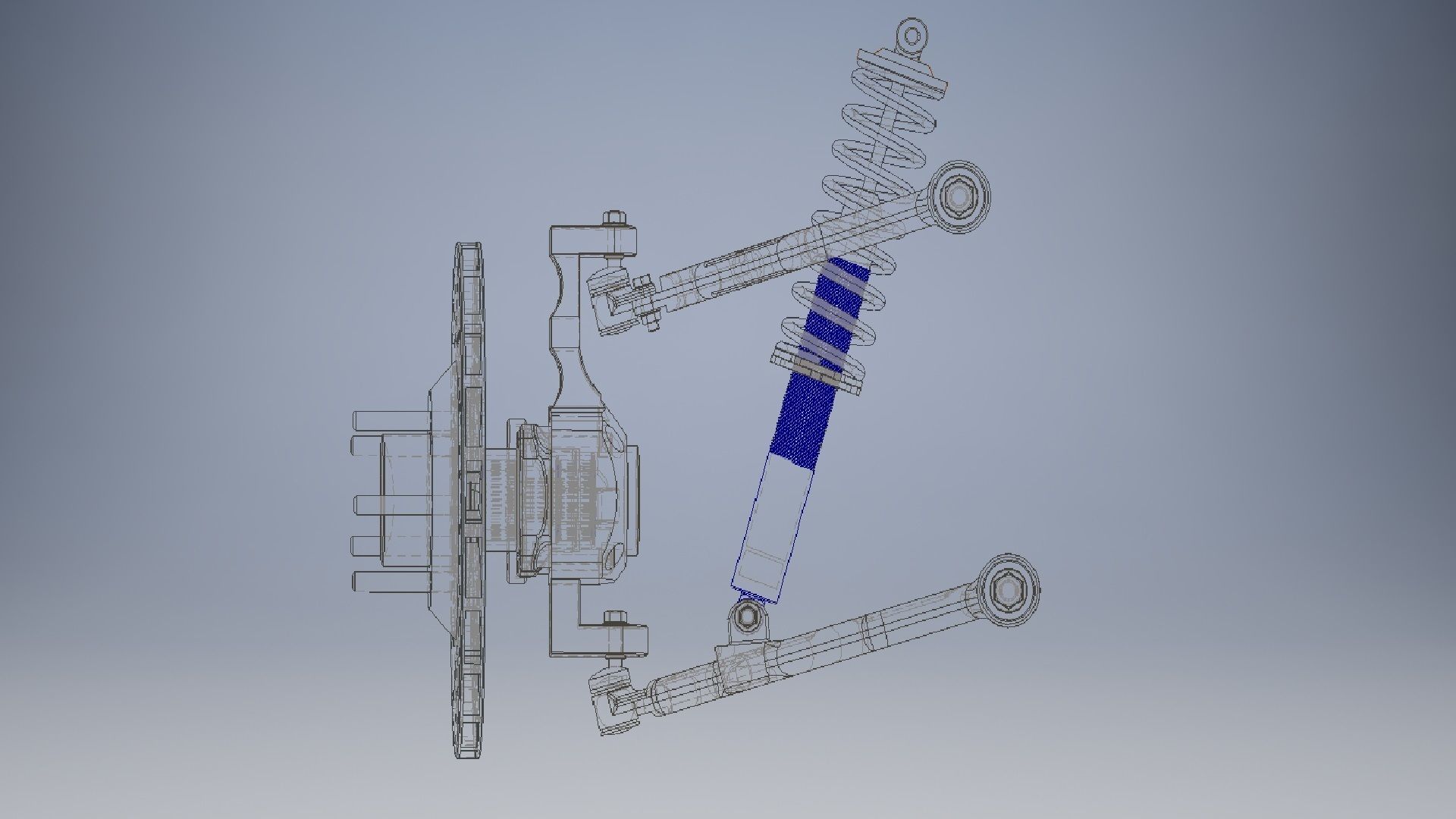 Front double wishbone car suspension 3D model_11