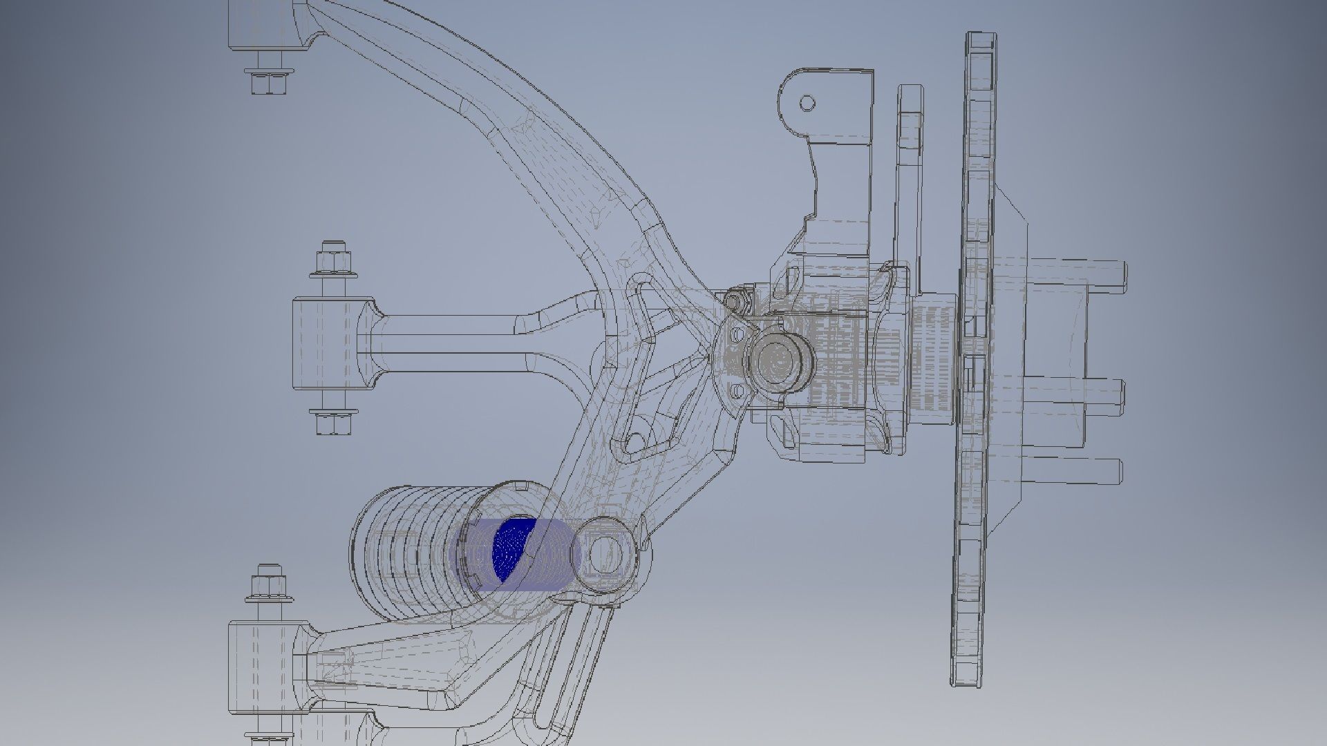 Front double wishbone car suspension 3D model_13