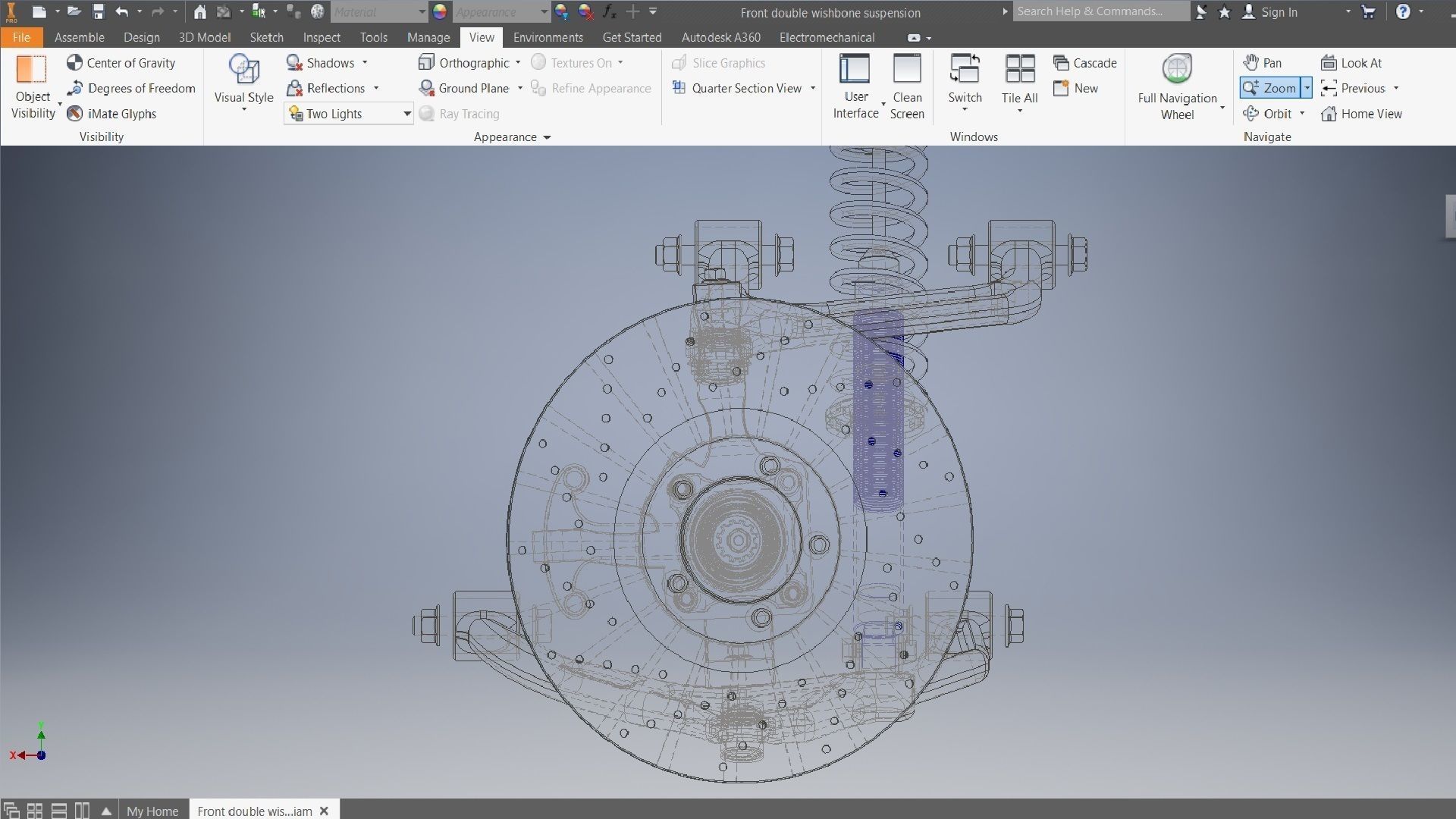 Front double wishbone car suspension 3D model_12