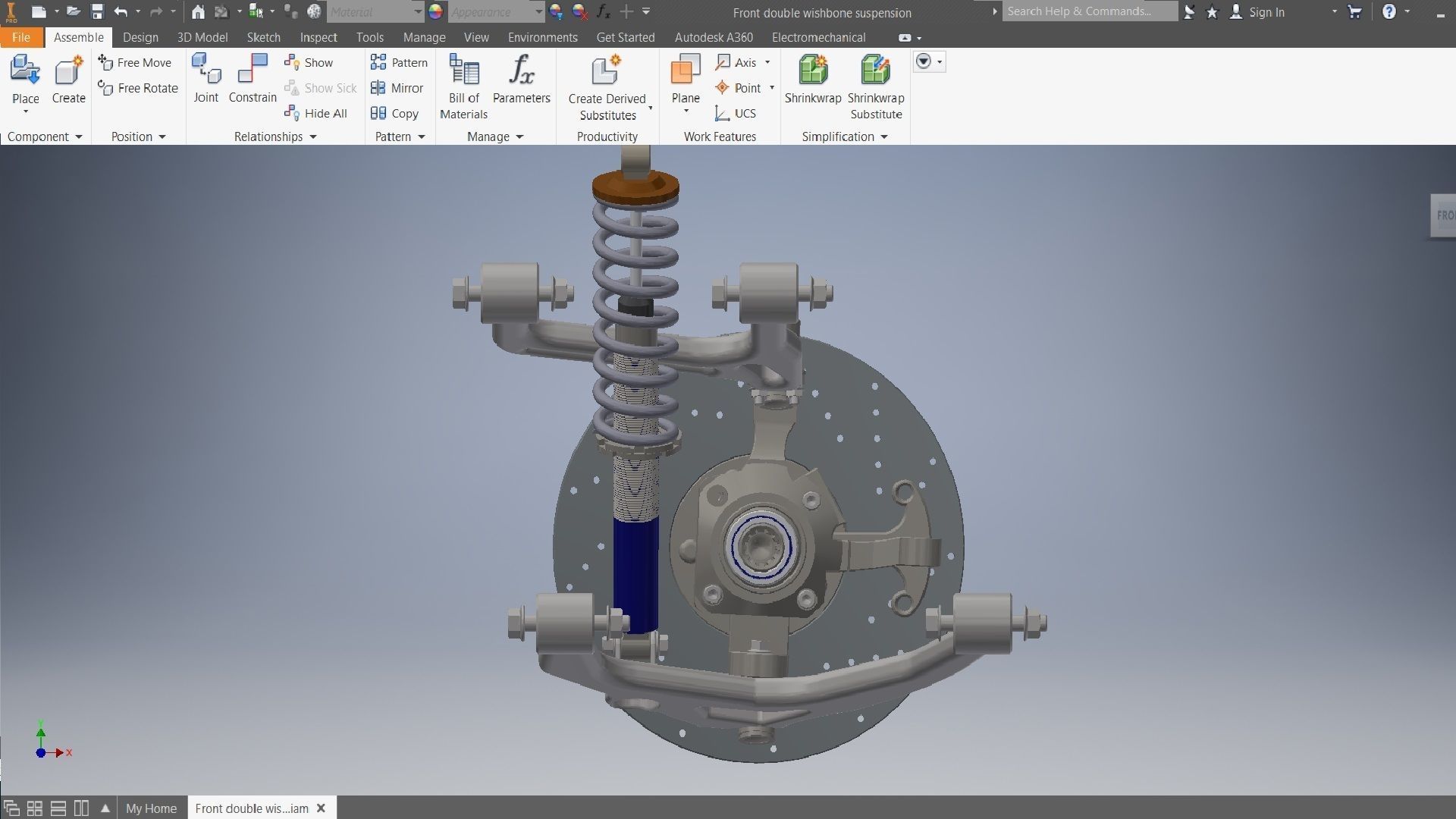 Front double wishbone car suspension 3D model_6