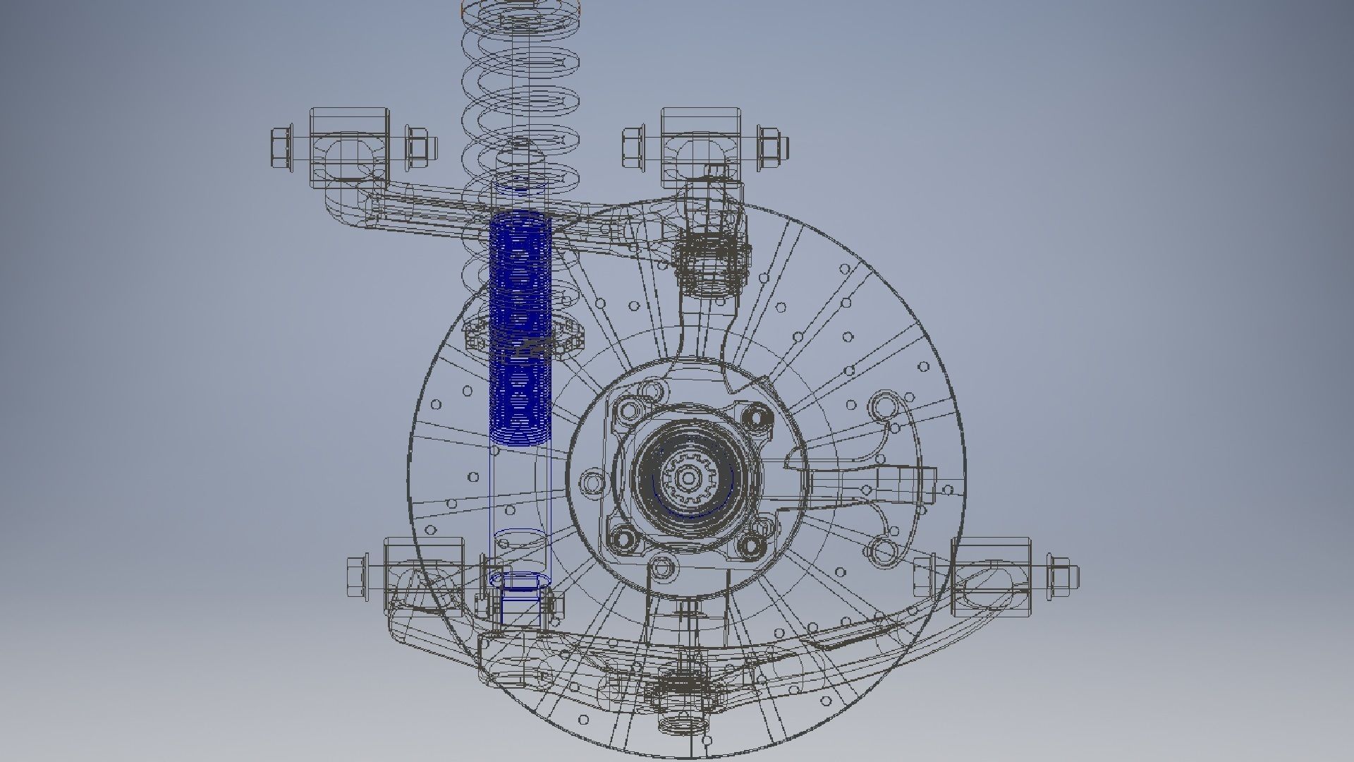 Front double wishbone car suspension 3D model_14