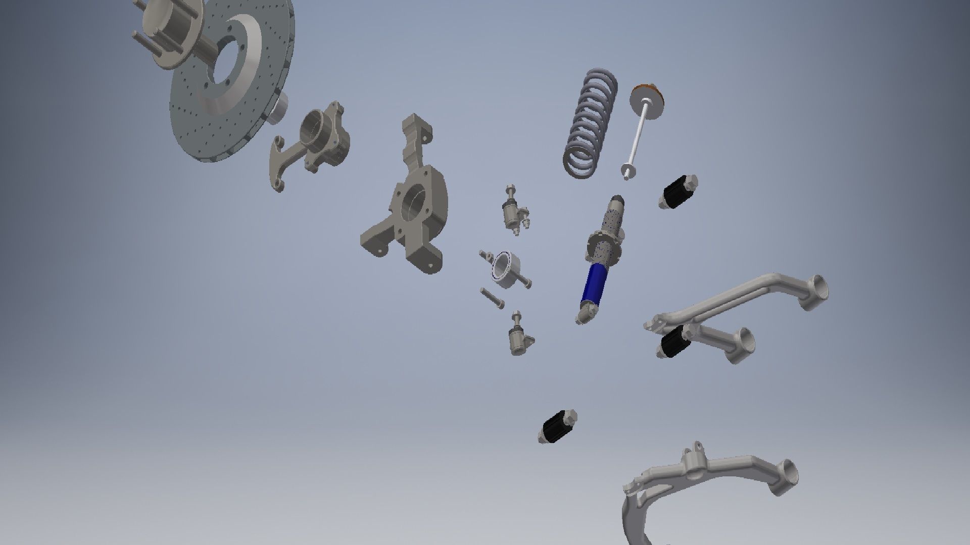 Front double wishbone car suspension 3D model_17