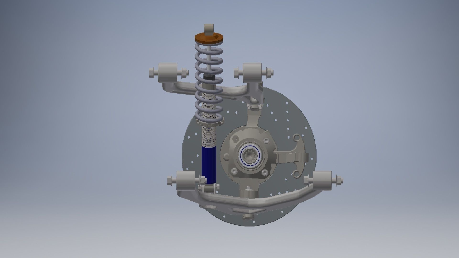 Front double wishbone car suspension 3D model_1