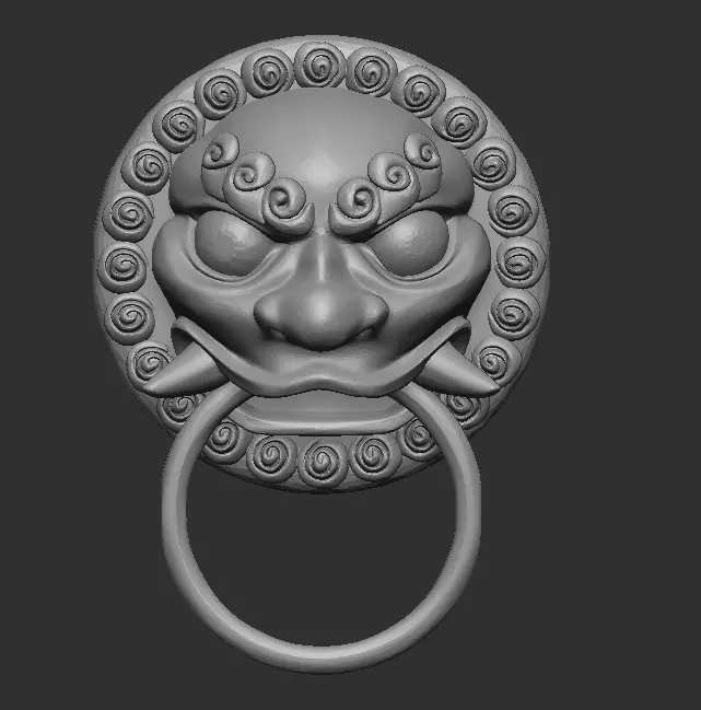 Lion Door buckle Ornament Metal Free 3D model