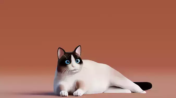 Low poly - Stylized cats - Snowshoe Cat Low-poly 3D model