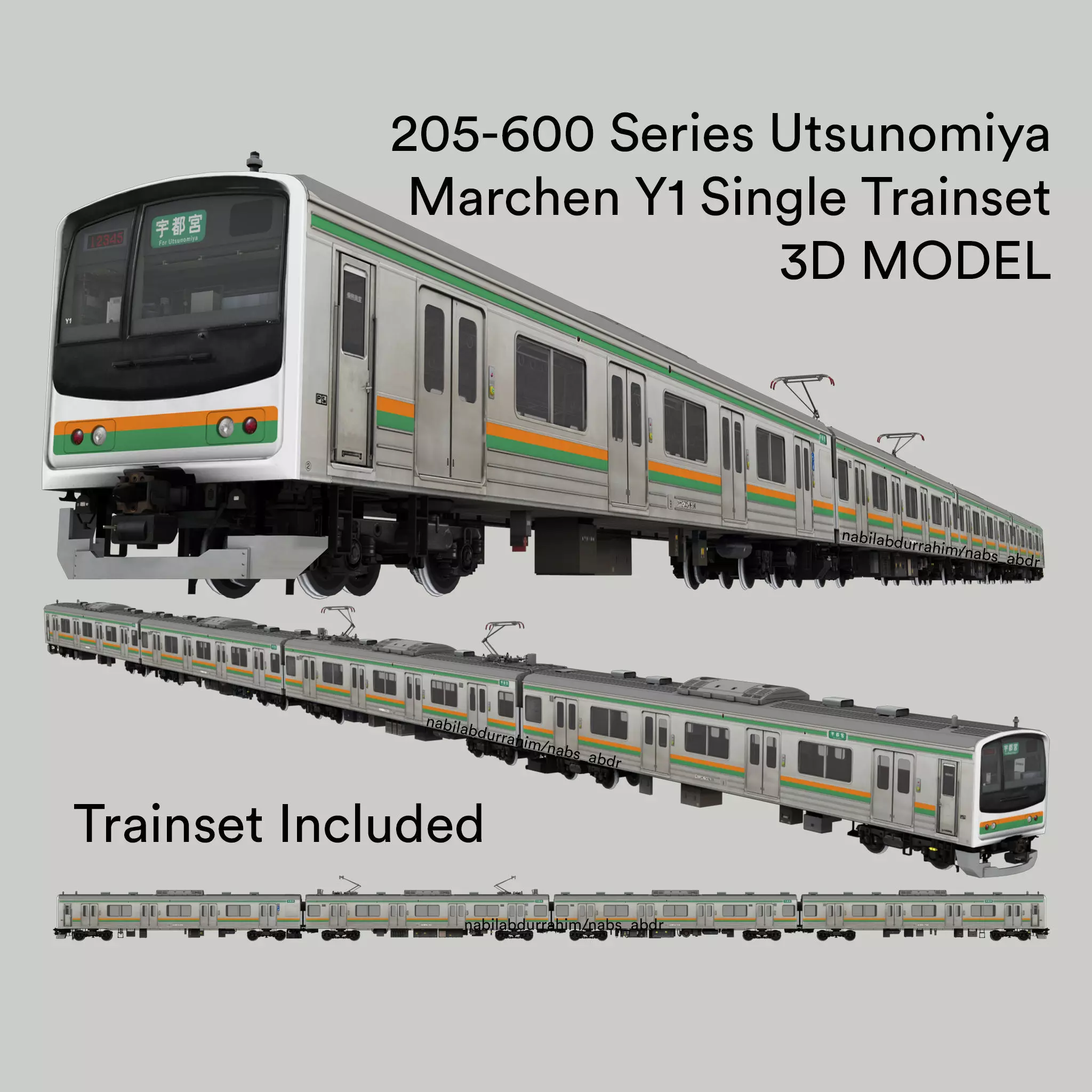 JR205-600 Utsunomiya Line Y1 Marchen 3D model_0