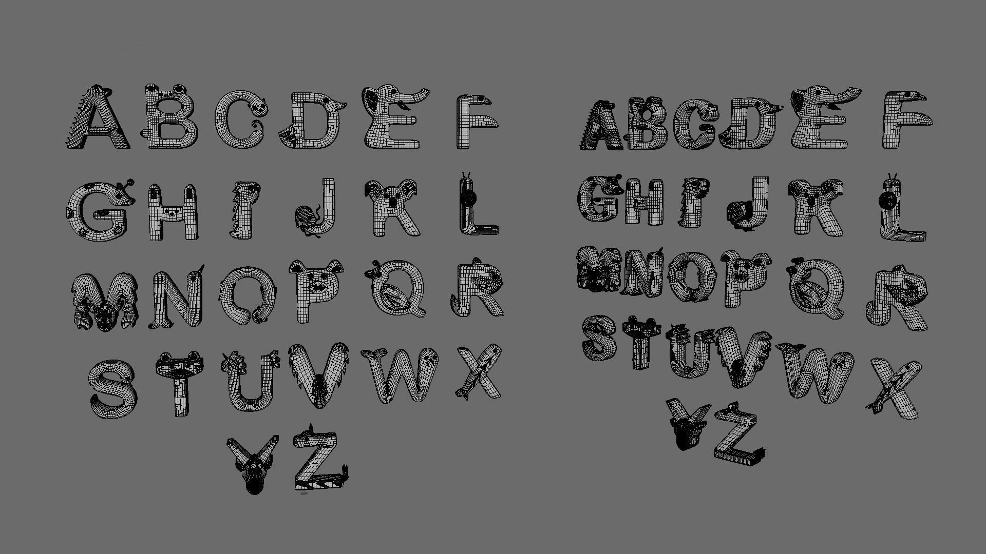 Cartoon Animal Alphabet v020 Low-poly 3D model_18