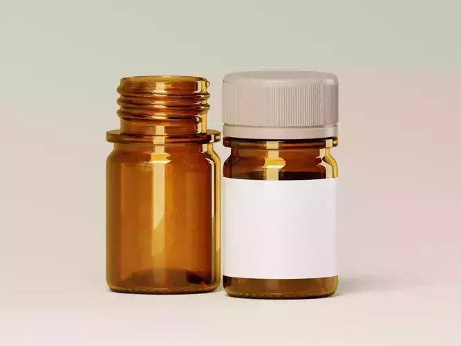 Amber Glass Medicine Bottle 3D Model Low-poly 3D model
