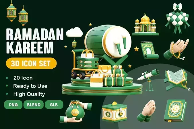 Ramadan Kareem 3D Icon Pack  3D model