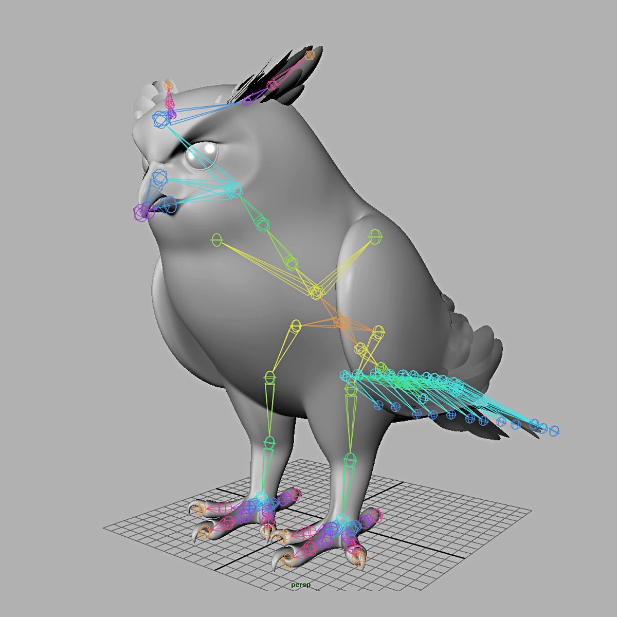 Great Horned Owl - Folded Wings 3D model_16