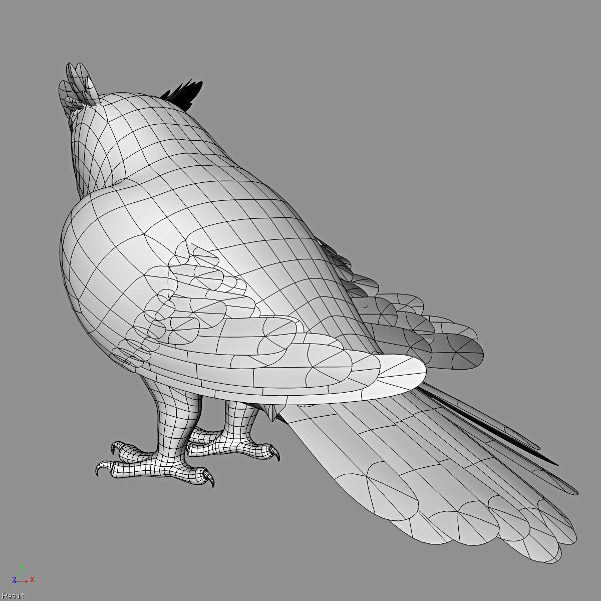 Great Horned Owl - Folded Wings 3D model_15