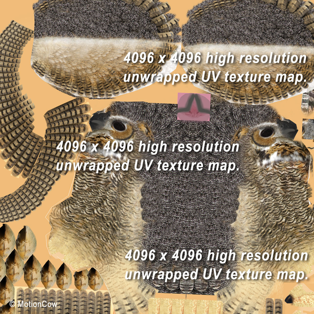 Great Horned Owl - Folded Wings 3D model_17