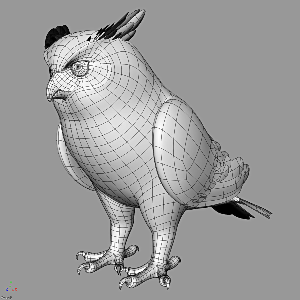 Great Horned Owl - Folded Wings 3D model_14