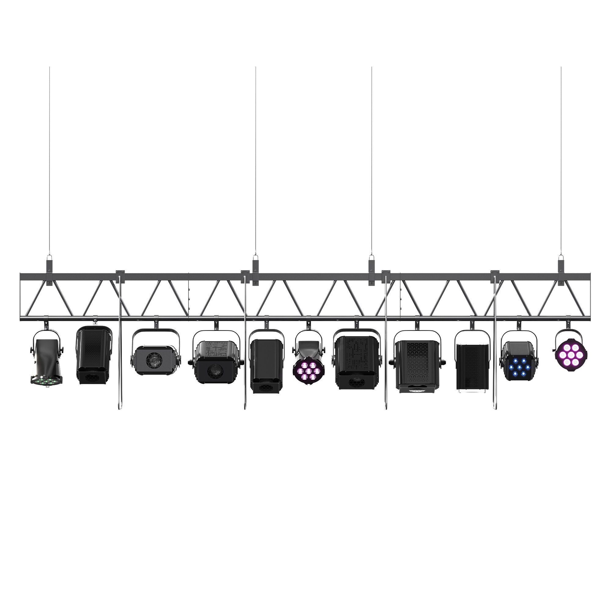 Soft theater farm with lighting equipment Low-poly 3D model_1