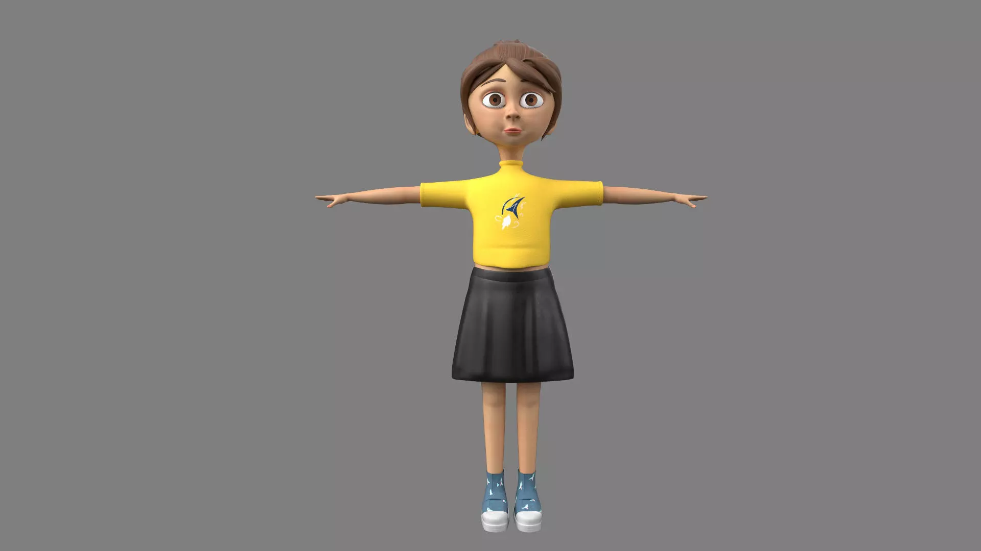 3D Cartoon Kid Character BELLA without Rig Free low-poly 3D model