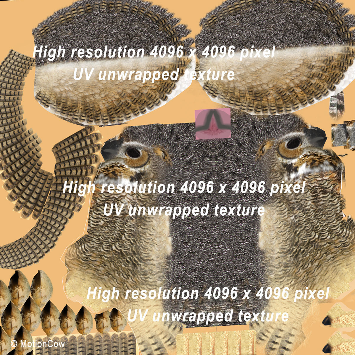 Great Horned Owl - Flight 3D model_14