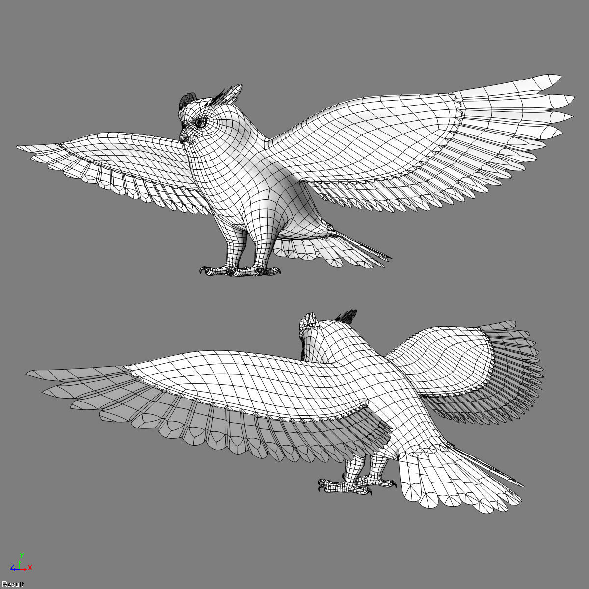 Great Horned Owl - Flight 3D model_12