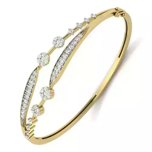 Yellow gold diamond Bangle-PBG-015 DIA
