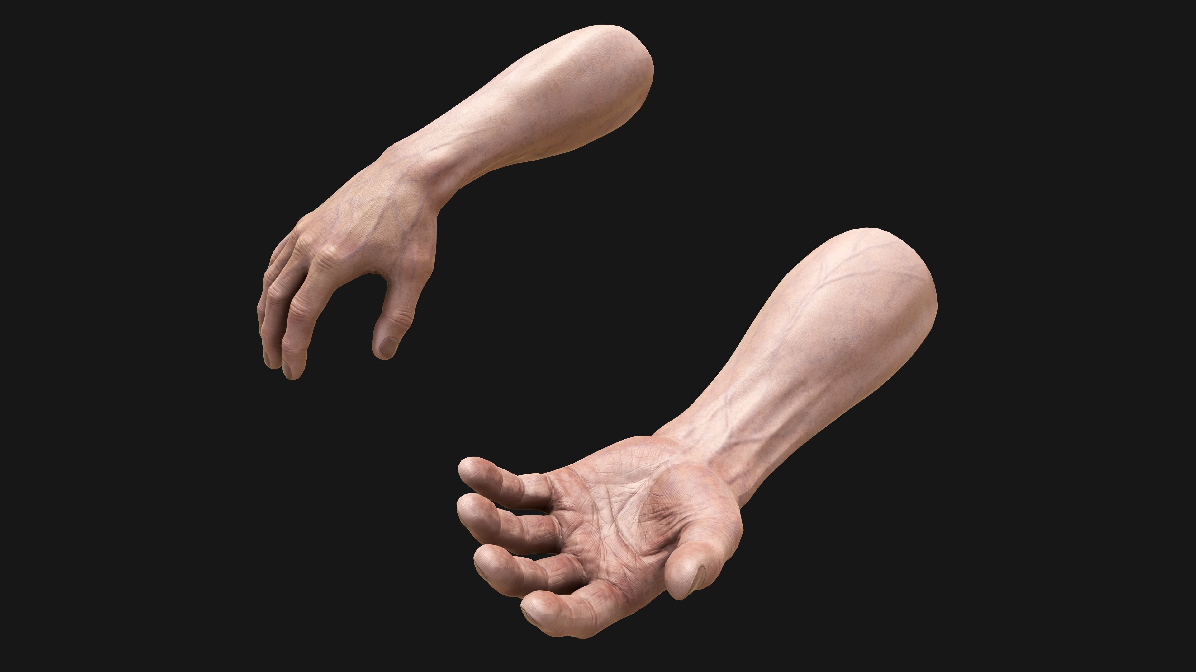 HQ Male Arms Low-poly 3D model_4