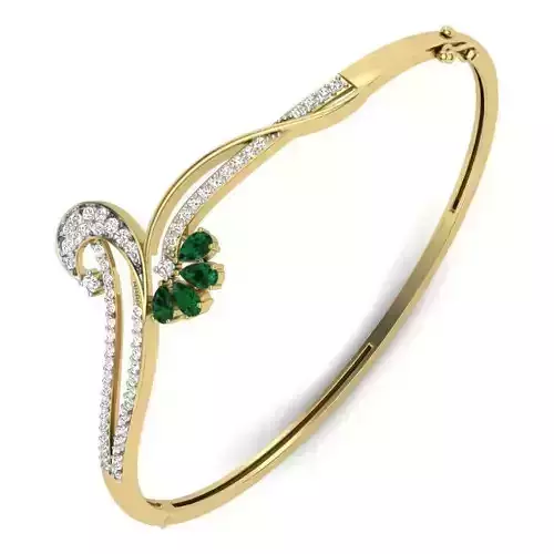 Yellow gold diamond Bangle-PBG-016 DIA