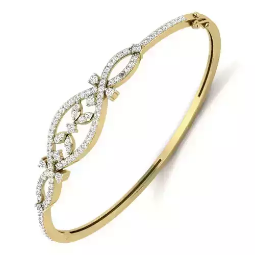 Yellow gold diamond Bangle-PBG-017 DIA