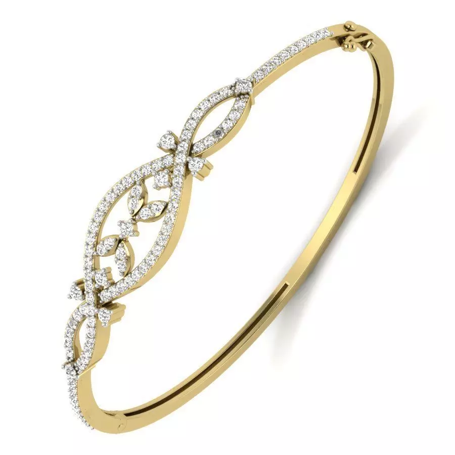 Yellow gold diamond Bangle-PBG-017 DIA 3D print model
