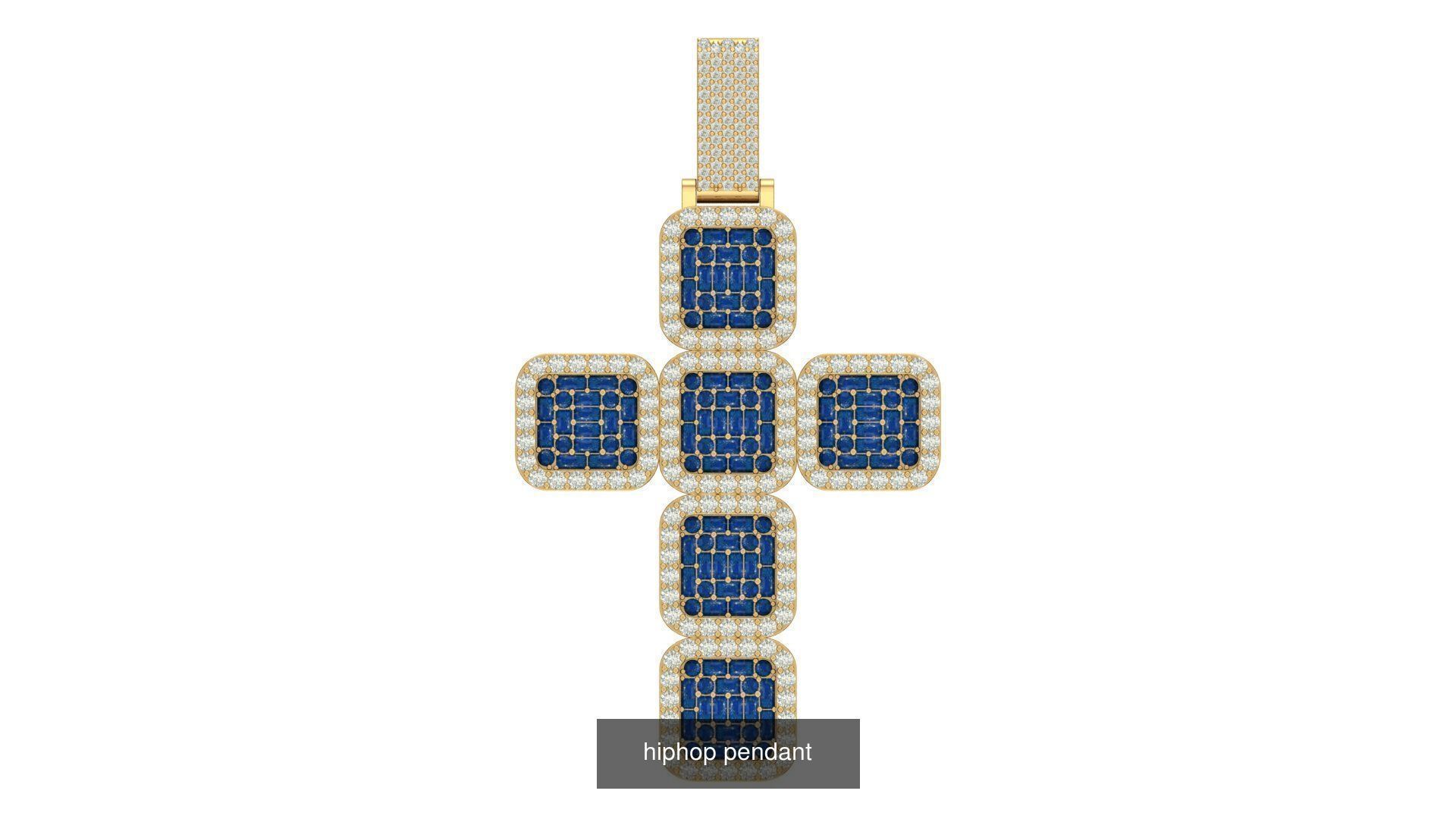 cross hiphop pendant 3D Model Collection_9
