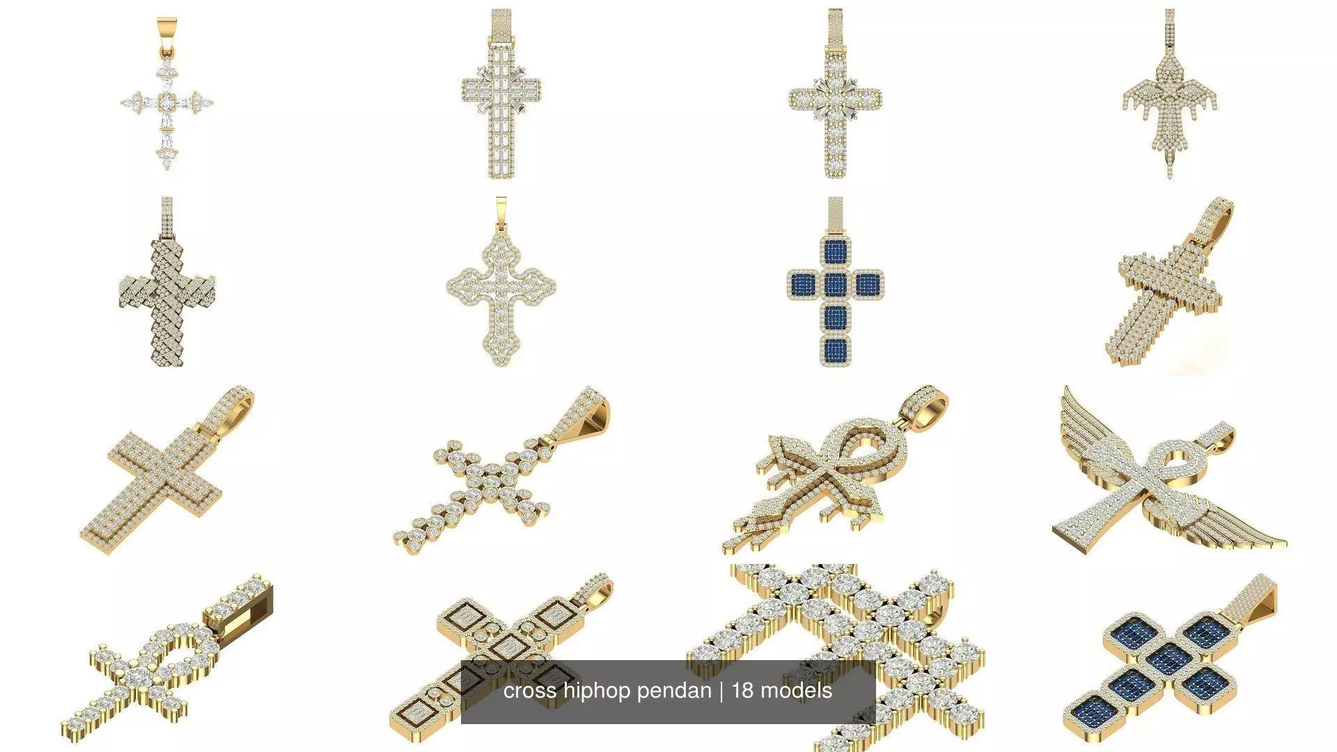 cross hiphop pendant 3D Model Collection_0