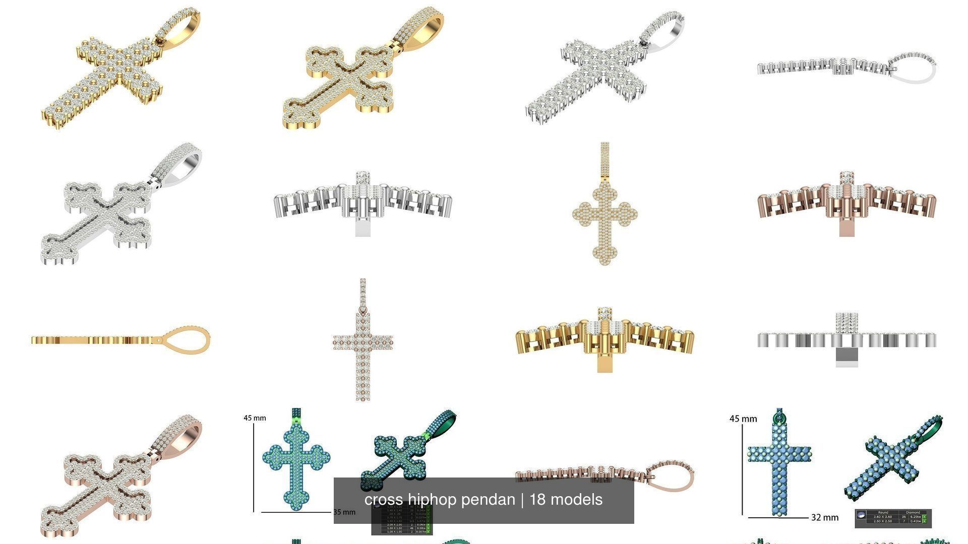 cross hiphop pendant 3D Model Collection_2