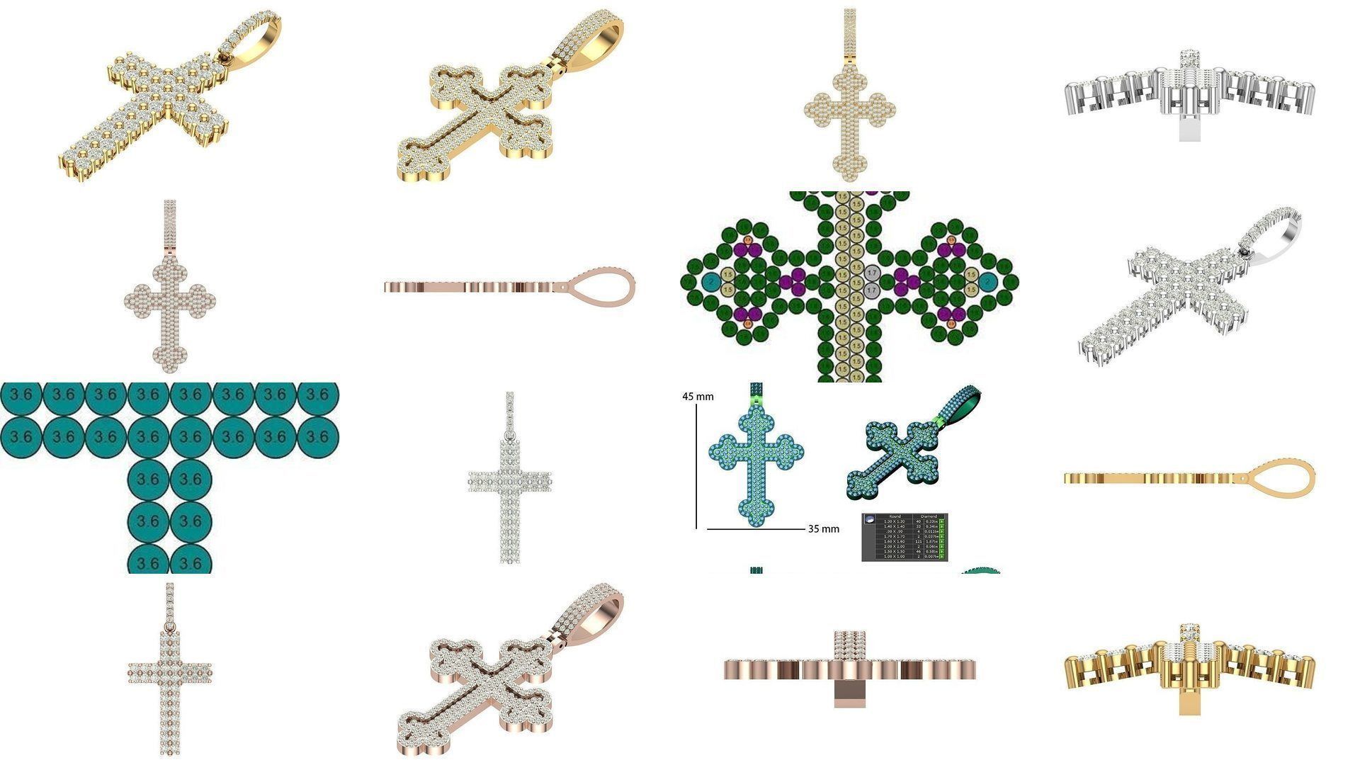 cross hiphop pendant 3D Model Collection_1