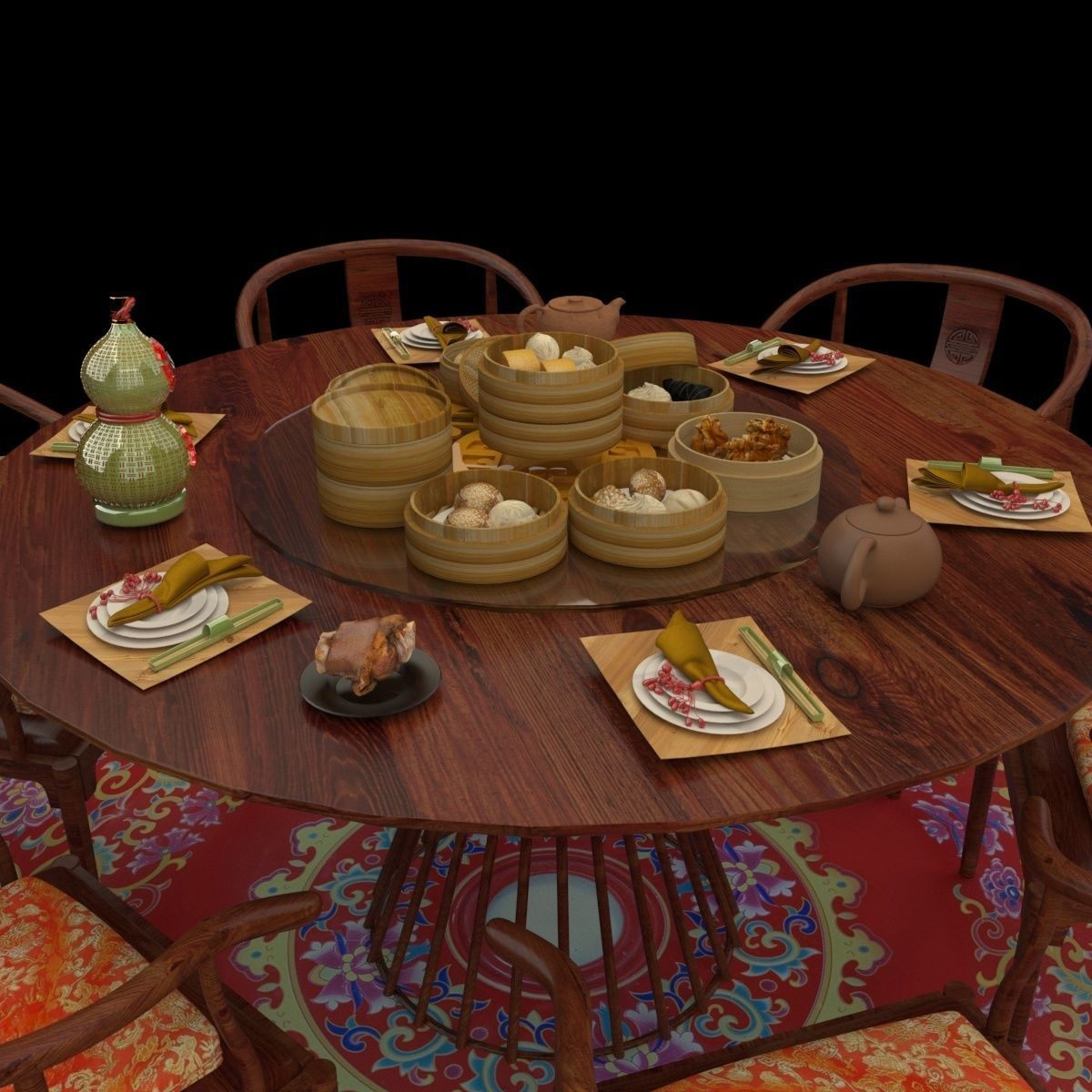  Chinese dim sum table  3D model_5