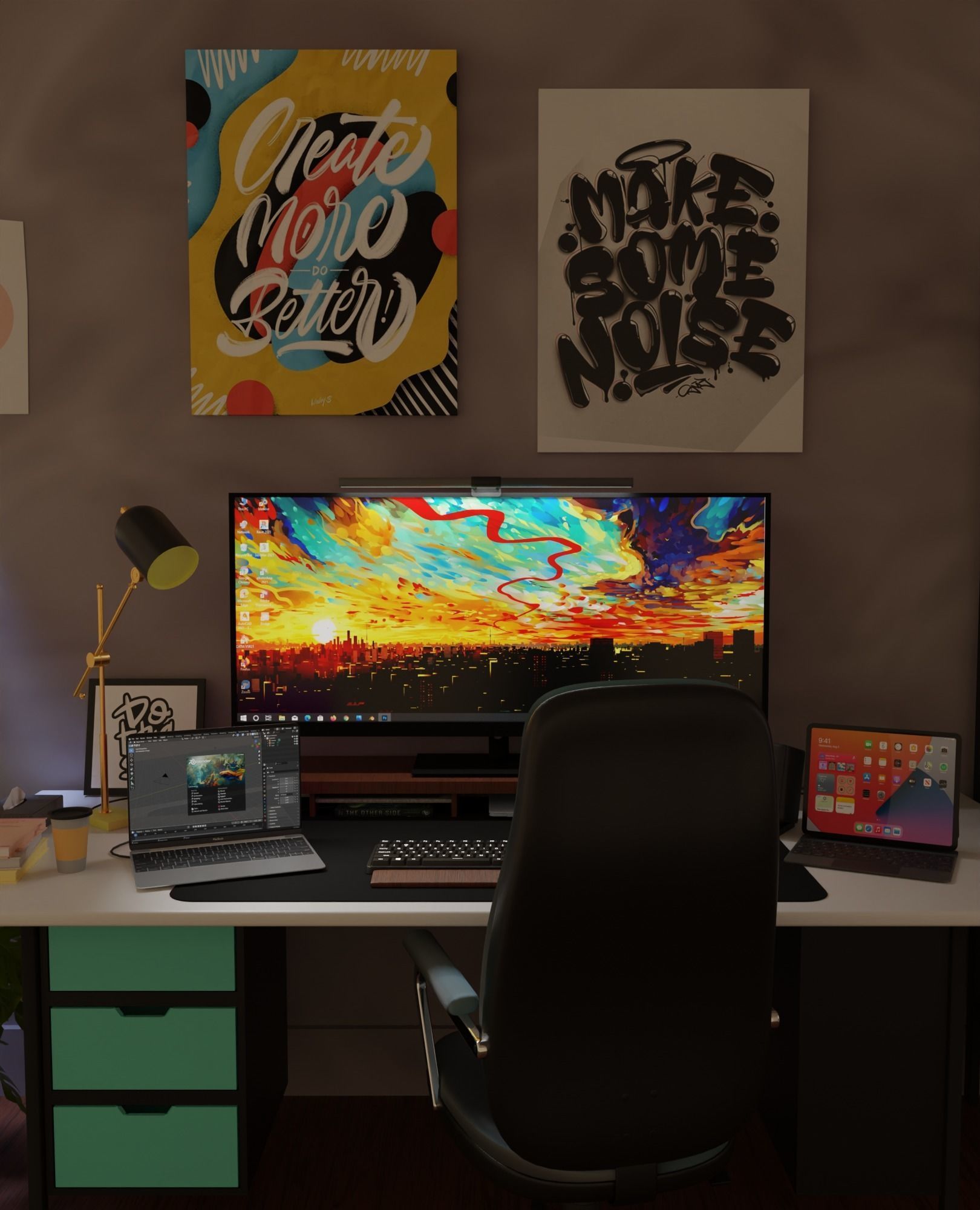 A Room with PC for working 3D model_1