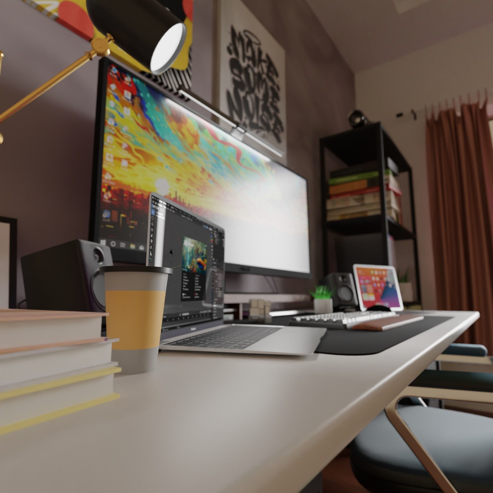 A Room with PC for working 3D model_5