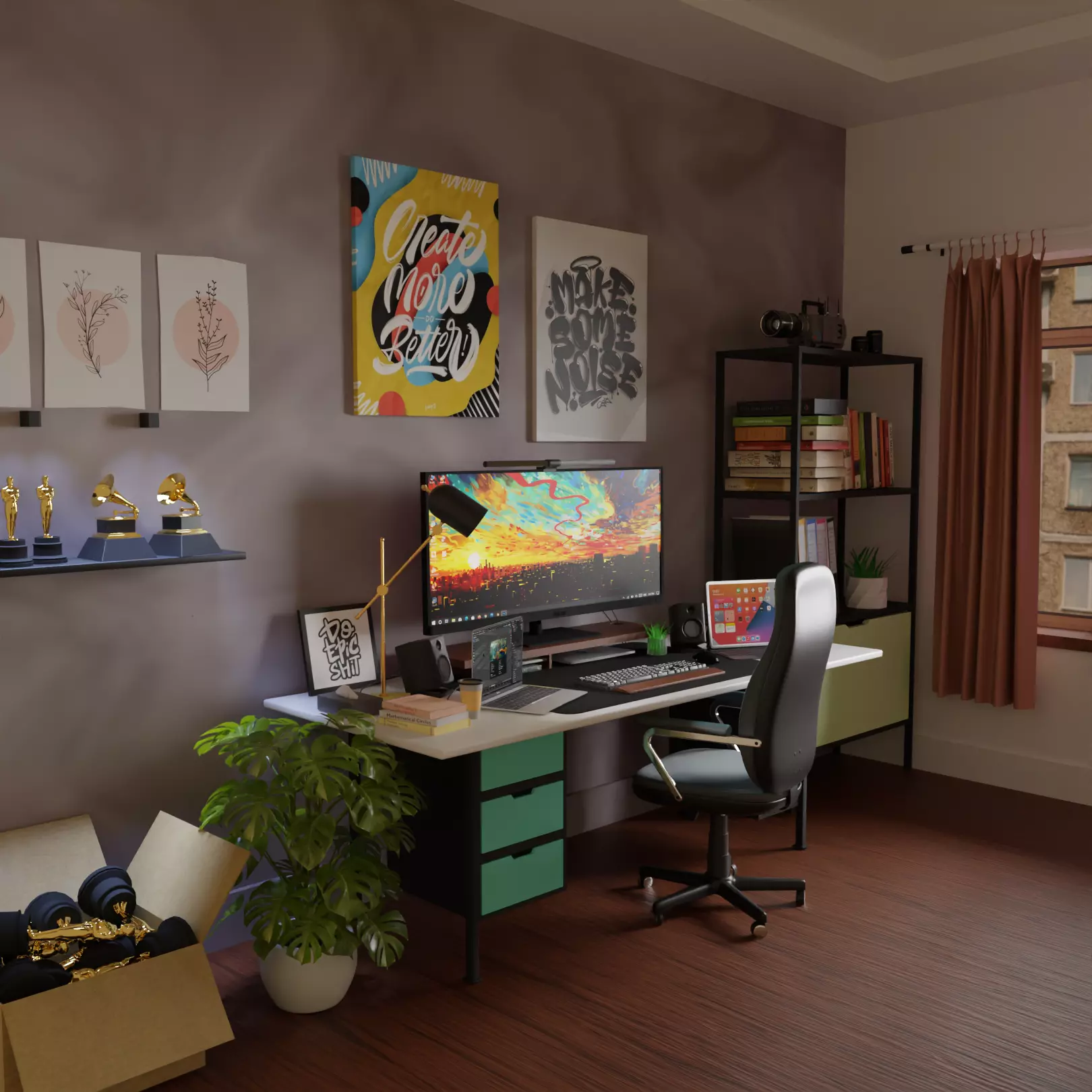 A Room with PC for working 3D model_0