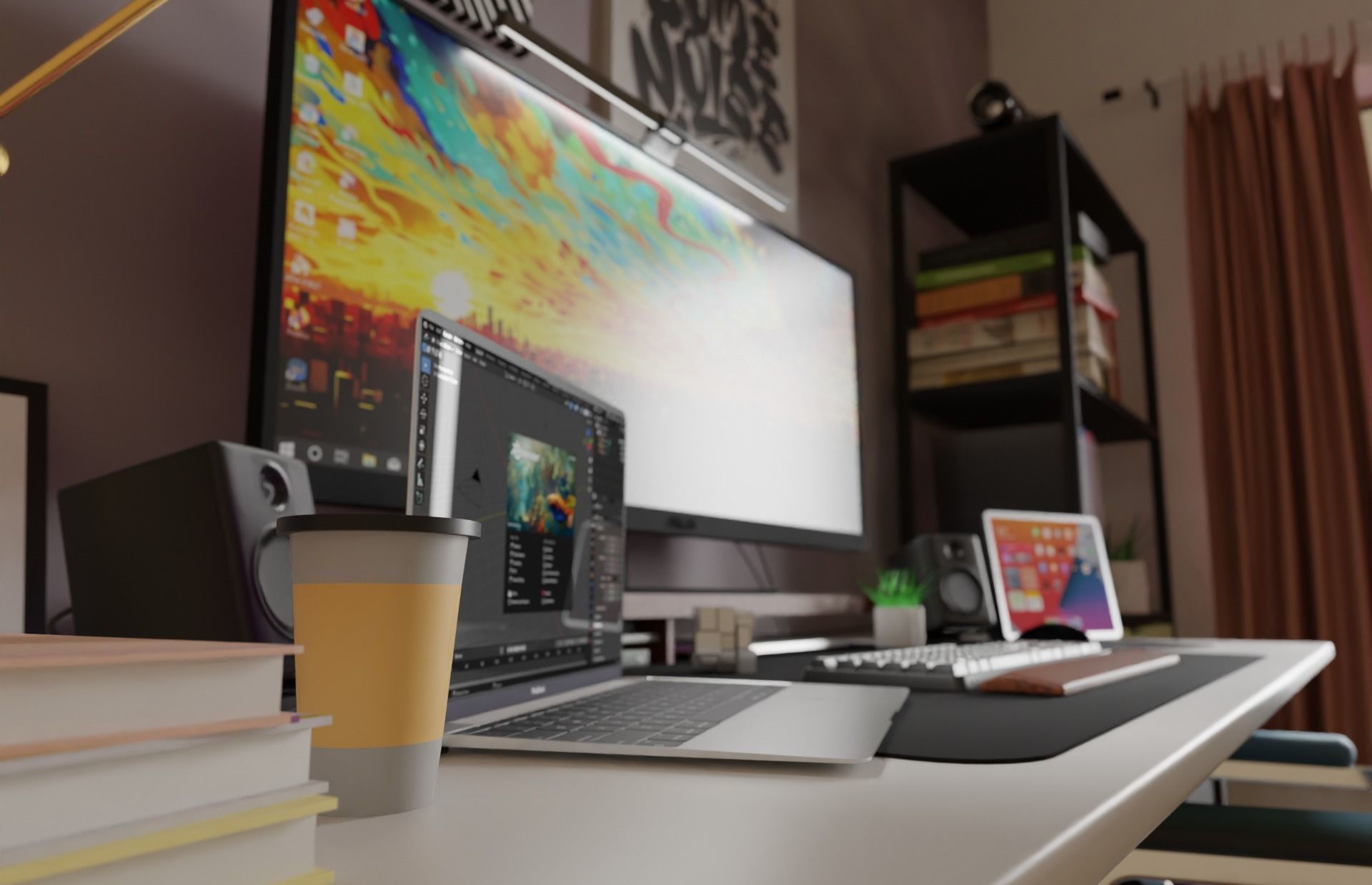 A Room with PC for working 3D model_4